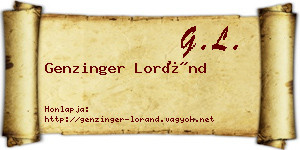 Genzinger Loránd névjegykártya